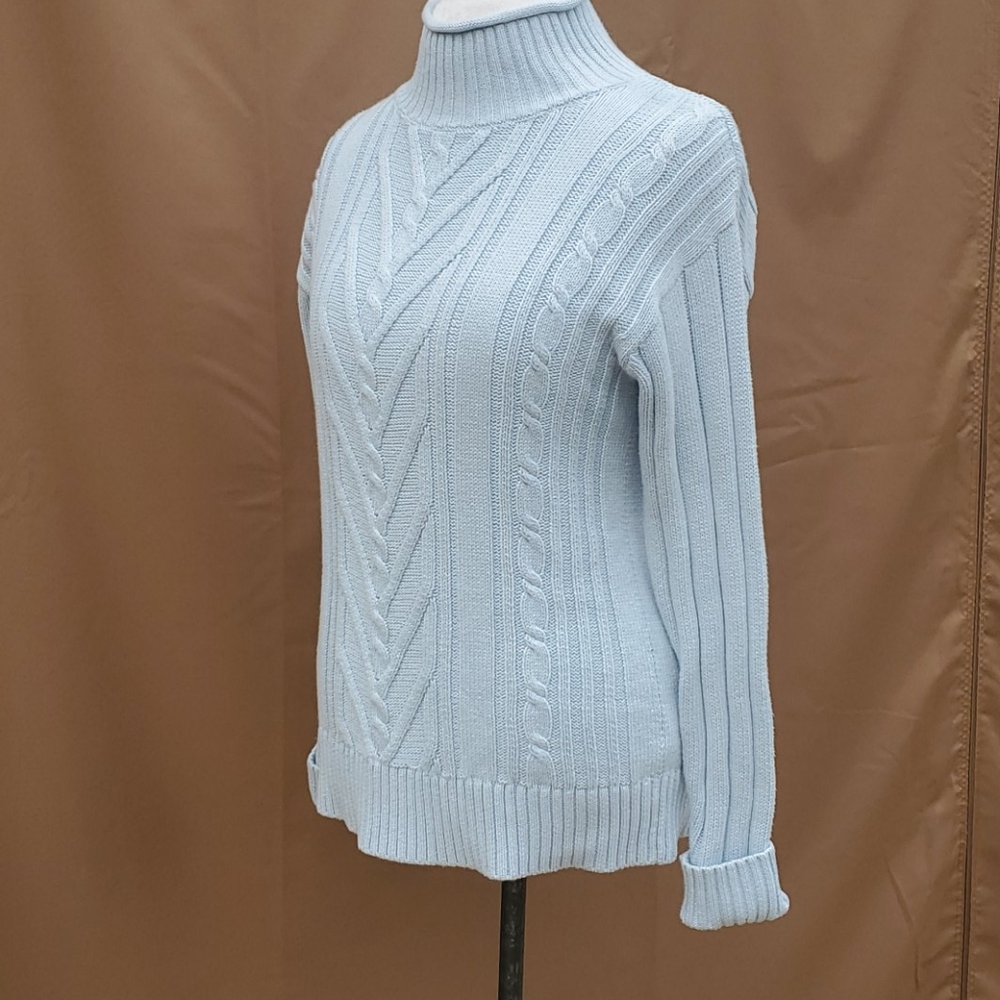 J. CREW BLUE CABLE KNIT SWEATER SIZE SMALL - Picture 6 of 10